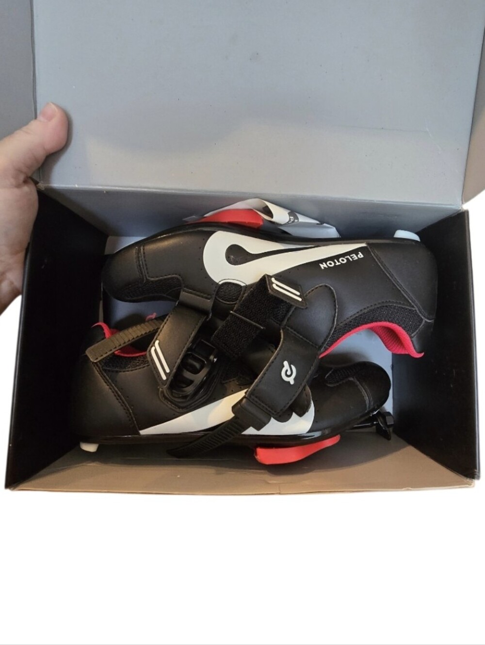 Peloton Black White Red Women's Athletic Cycling Shoes